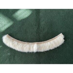 1950's MCM Vintage White Rabbit Fur Child's Collar Faux Pearl Embellished